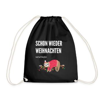 Schon wieder Weihnachten - Lustig - Witzig - Turnbeutel - Schwarz - Vorne