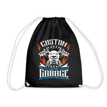 custom garage motorcycle - Drawstring Bag - black - Front