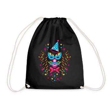 14 Carnival Clown Costume - Drawstring Bag - black - Front