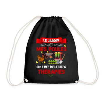 Jardin et poules therapie du bonheur - Sac de sport léger - noir - Devant