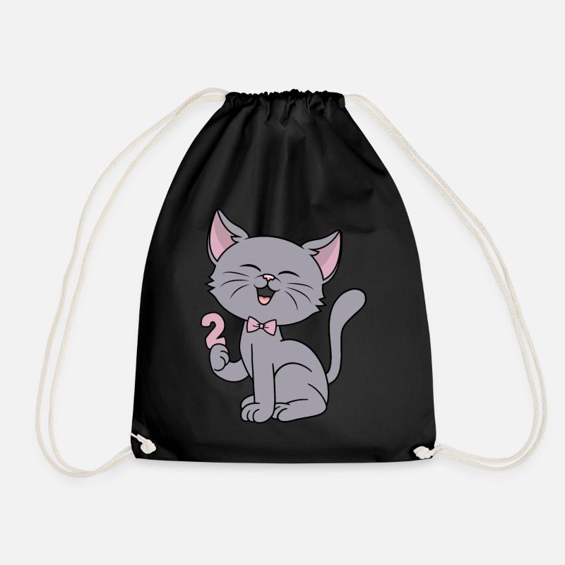 2 Jahre alt Mädchen lustige Katze 2. Geburtstag - Turnbeutel - Schwarz