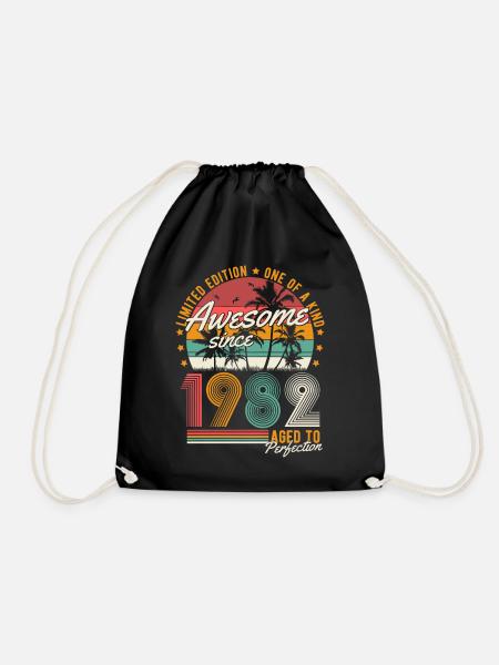 1982 Jahrgang Vintage Geburtstag Retro Geschenk - Turnbeutel - Schwarz