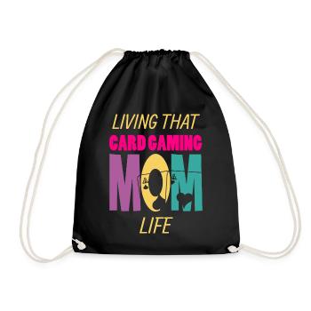 Living That Card Gaming Mom Life Card Player - Drawstring Bag - black - Front