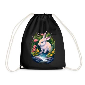 Beautiful illustration of a rabbit - Drawstring Bag - black - Front