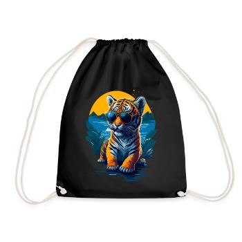 Cute baby tiger - Drawstring Bag - black - Front
