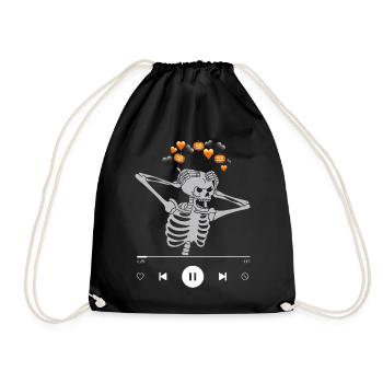 Meme Skeleton Dark Aesthetics Funny - Drawstring Bag - black - Front