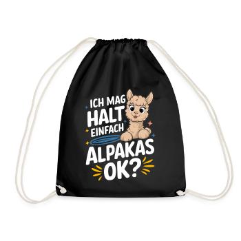 Alpaca llama alpacas animal - Drawstring Bag - black - Front