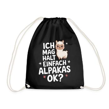Alpaca llama alpacas animal - Drawstring Bag - black - Front