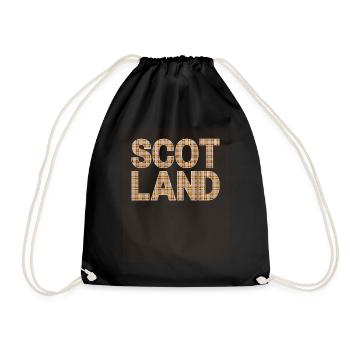 Schottland Tartan Schriftzug Dudelsack Highlands - Turnbeutel - Schwarz - Vorne
