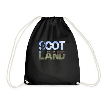 Schottland Tartan Schriftzug Dudelsack Highlands - Turnbeutel - Schwarz - Vorne
