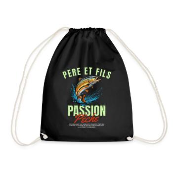 Fishing father son - Drawstring Bag - black - Front