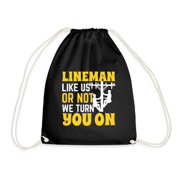 Lineman Funny Electrician Cable Lineman - Drawstring Bag - black - Front