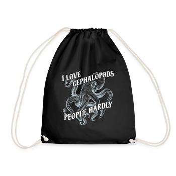 I love cephalopods, people hardly - Drawstring Bag - black - Front