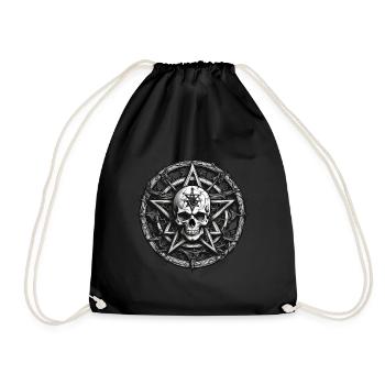 Skull with pentagram in gothic style - Drawstring Bag - black - Front