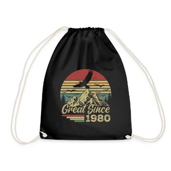 Vintage 1980er Jahre Retro 1980er Jahre Geburtstagsgeschenk - Turnbeutel - Schwarz - Vorne