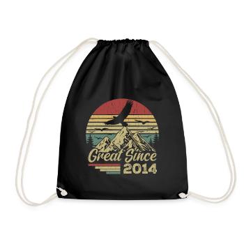 Vintage 2014 Retro 2014 Birthday Gift - Drawstring Bag - black - Front