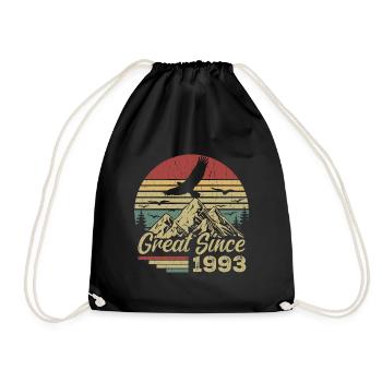 Vintage 1993 Retro 1993 Birthday Gift - Drawstring Bag - black - Front
