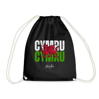 Flag of Wales, Welsh pride - Drawstring Bag - black - Front