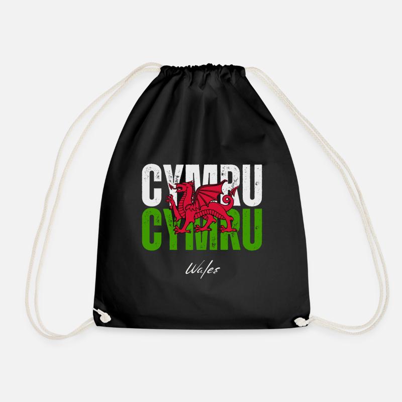 Flag of Wales, Welsh pride - Drawstring Bag - black