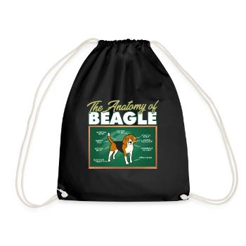 Anatomy Of A Beagle I Funny Beagle - Drawstring Bag - black - Front