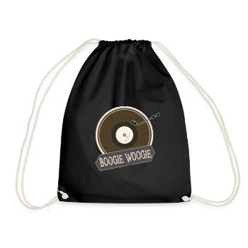 Boogie Woogie vintage turntable gift - Drawstring Bag - black - Front