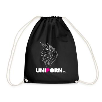 Uniporn Kopf weiß - Turnbeutel - Schwarz - Vorne