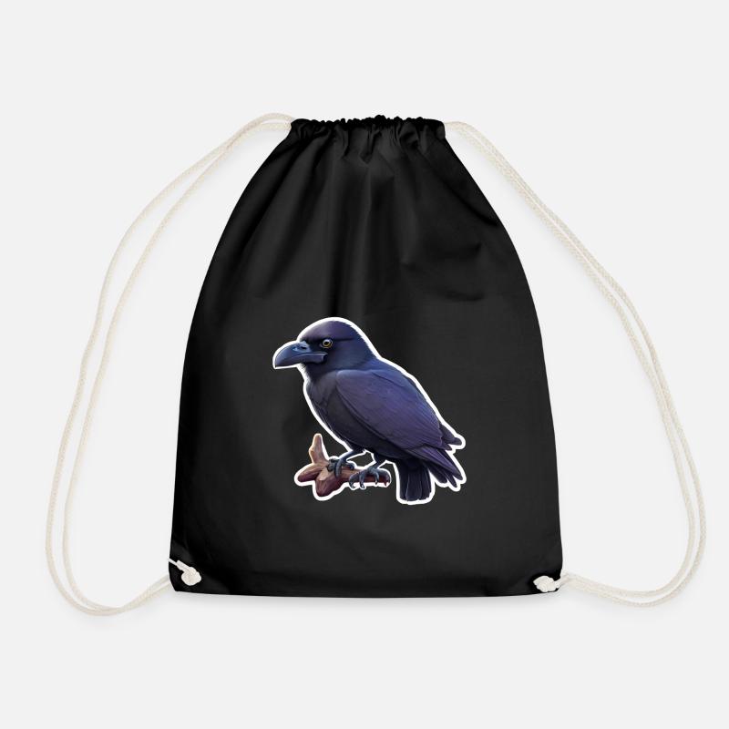 Crow - Drawstring Bag - black