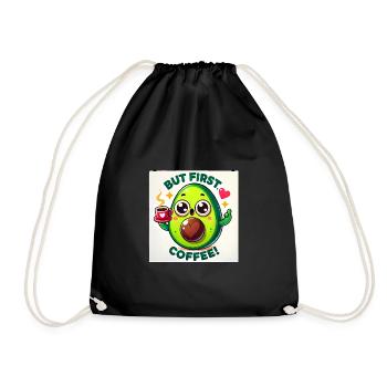 Funny Avocado Coffee Lover Shirt - Drawstring Bag - black - Front