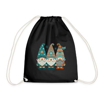 Santas Squad Festive Gnome Trio - Drawstring Bag - black - Front