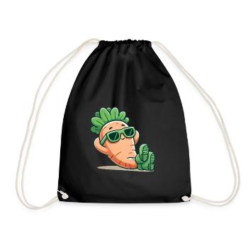 Cool Relaxing Carrot with Sunglasses - Drawstring Bag - black - Front