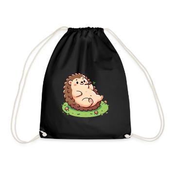 Chill Hedgehog Living Life Slow - Drawstring Bag - black - Front