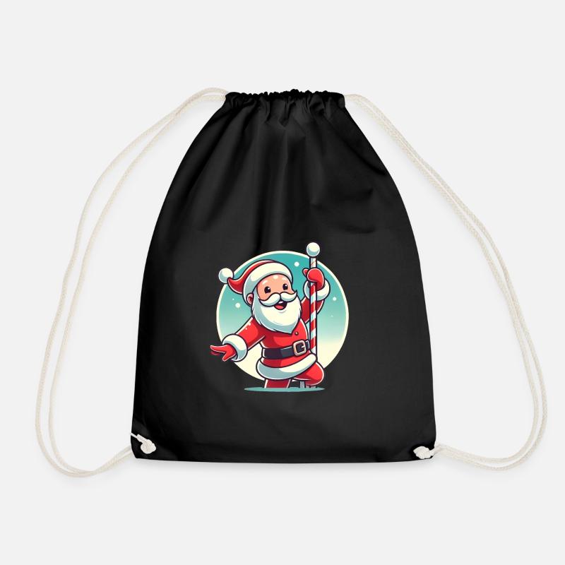 Fröhliche Santa Pole Dance Grafik - Turnbeutel - Schwarz