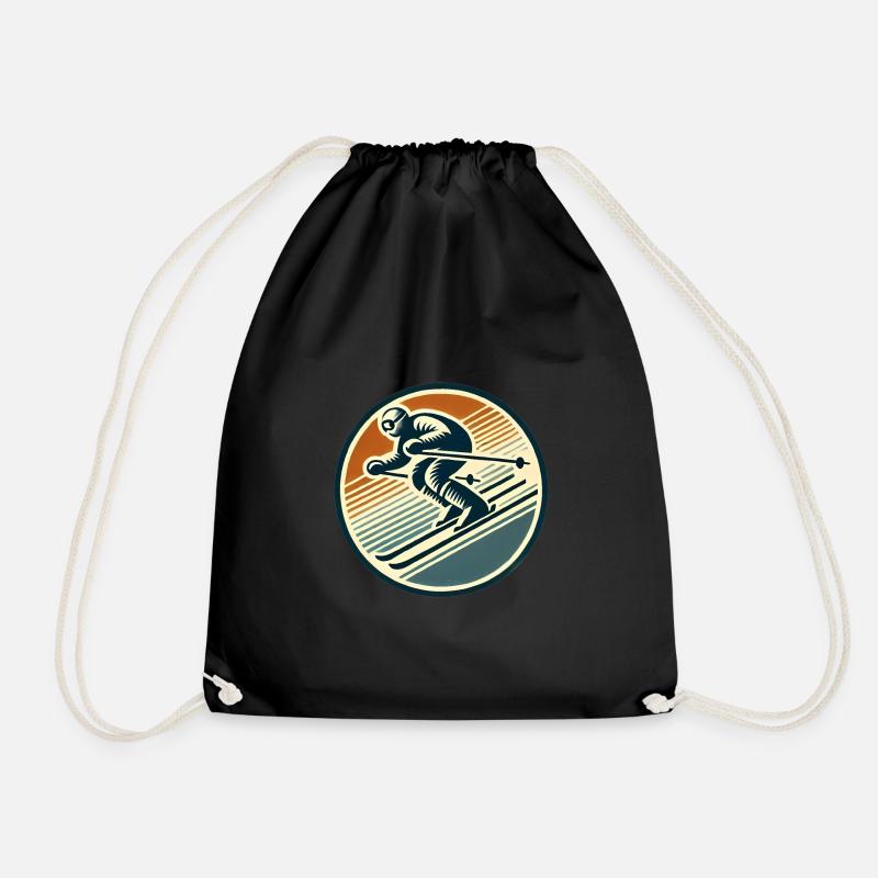 Retro-Ski-Abzeichen-Design - Turnbeutel - Schwarz