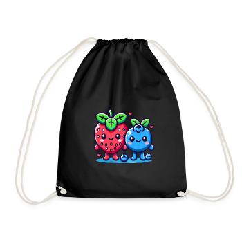 Duo Kawaii Fraise Myrtille - Sac de sport léger - noir - Devant