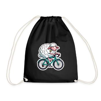 mouton heureux faisant du vélo dessin animé - Sac de sport léger - noir - Devant