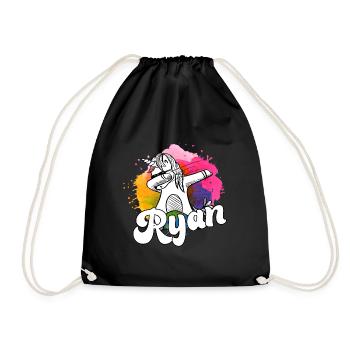 RYAN - Schöner Jungen Name mit Coolem Einhorn - Turnbeutel - Schwarz - Vorne