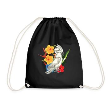 Blumen Vogelliebhaber Papagei Geschenk Kakadu - Turnbeutel - Schwarz - Vorne