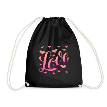 Love - Designed by KissingLetters - Drawstring Bag - black - Front