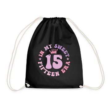 In My Sweet Fifteen Era 15th Birthday 15th - Drawstring Bag - black - Front