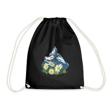 Alpen Matterhorn Mountain and Edelweiss Flower - Turnbeutel - Schwarz - Vorne