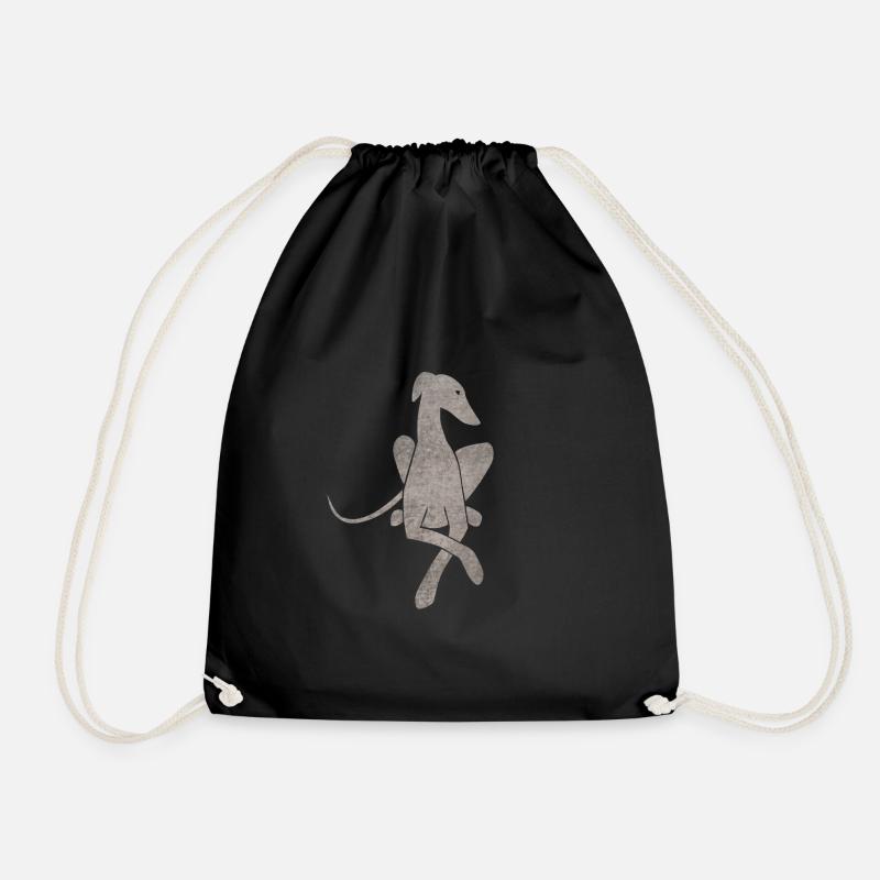 Lying Greyhound light gray - Drawstring Bag - black