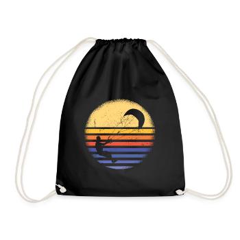Sport Retro Sunset Kitesurfing - Turnbeutel - Schwarz - Vorne