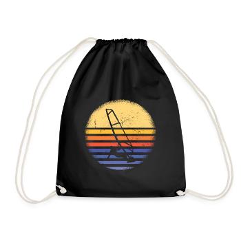 Sport Rétro Coucher de soleil Planche à voile - Sac de sport léger - noir - Devant