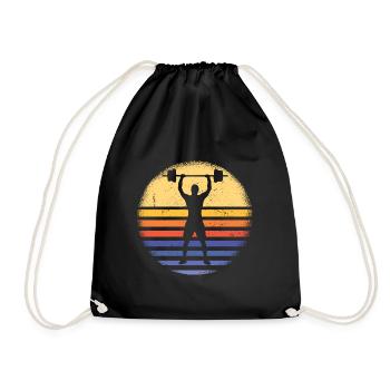 Sport Rétro Coucher de soleil Haltérophilie - Sac de sport léger - noir - Devant