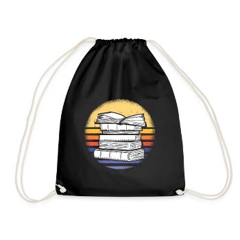 Reader Retro Sunset Reading - Drawstring Bag - black - Front