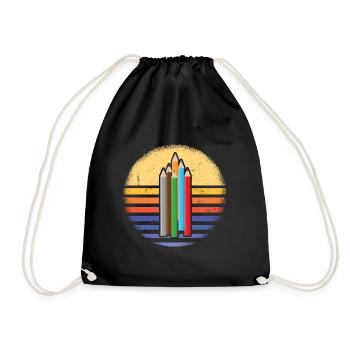 Drawer Retro Sunset Drawing - Drawstring Bag - black - Front