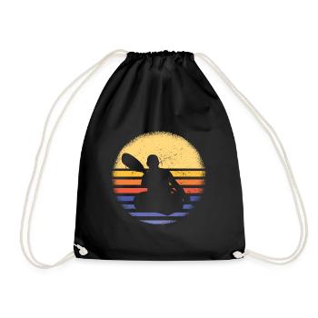 Kayaker Retro Sunset Kayaking - Drawstring Bag - black - Front