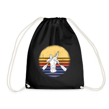 Canoeist Retro Sunset Canoeing - Drawstring Bag - black - Front