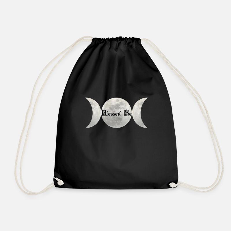 Triple Moon Blessings - Drawstring Bag - black