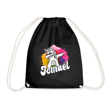ISMAEL - Schöner Jungen Name mit Coolem Einhorn - Turnbeutel - Schwarz - Vorne